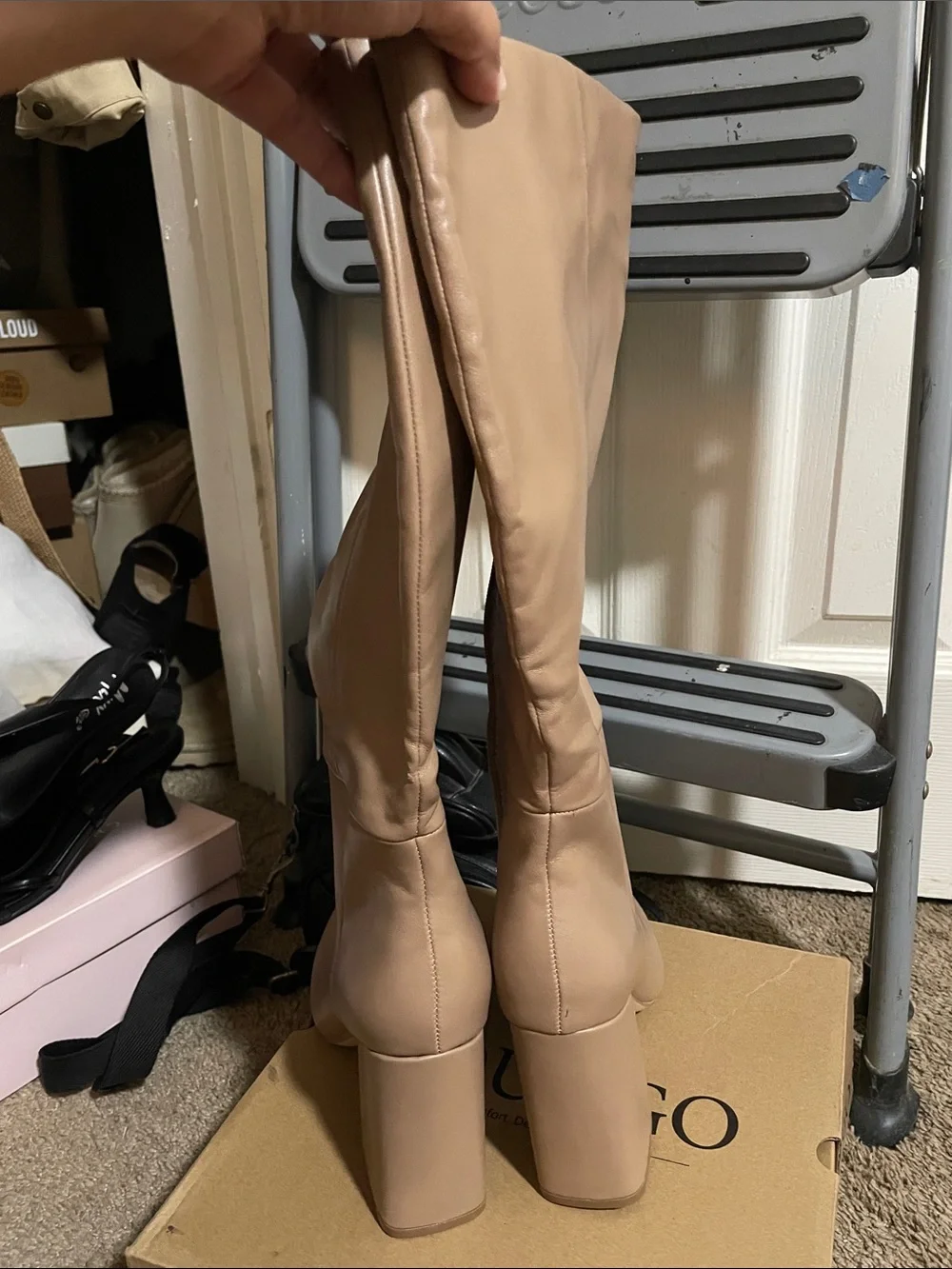 Women's Tall Block Heel Boots - Taupe